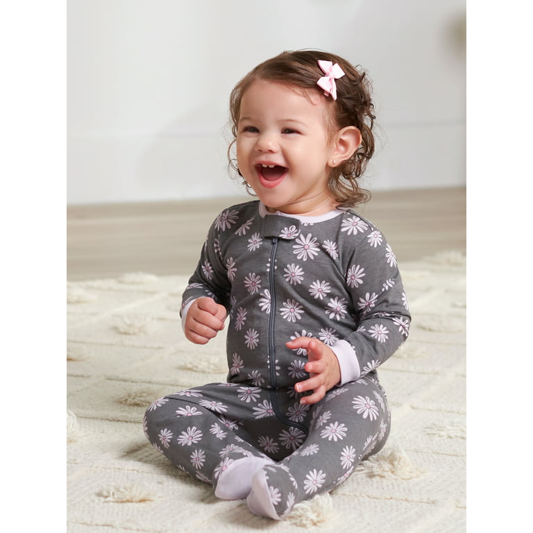 Gerber Baby Girl Sleep 'n Play Footed Pajamas, 2-Pack (0/3 Months - 6/9  Months)