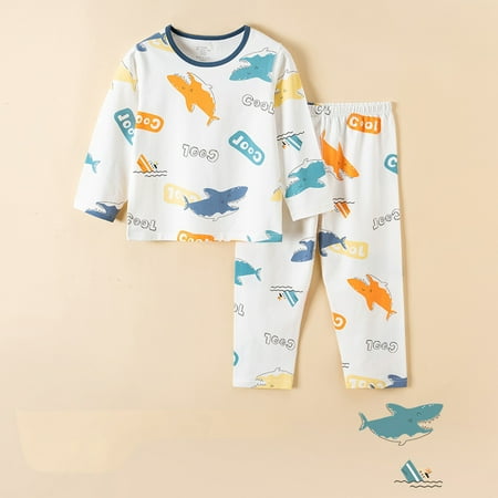 

Toddler Boys Outfit Sets Soft Pajamas Cartoon Prints Long Sleeves Kid Sleepwear Top Pants Suits