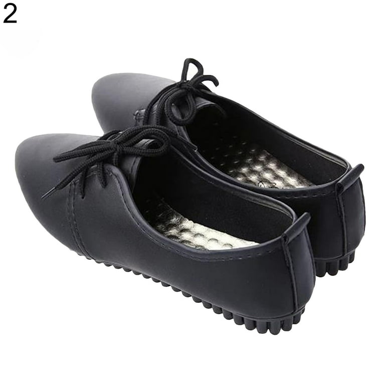 Porfeet Women's Casual Solid Faux Leather Lace-up Slip-On Pointed