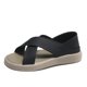 thumbnail image 1 of Sandalias planas de cuero suave para mujer, estilo coreano, de verano, con suela suave y ligera, a la moda, estilo romano, 1 of 6