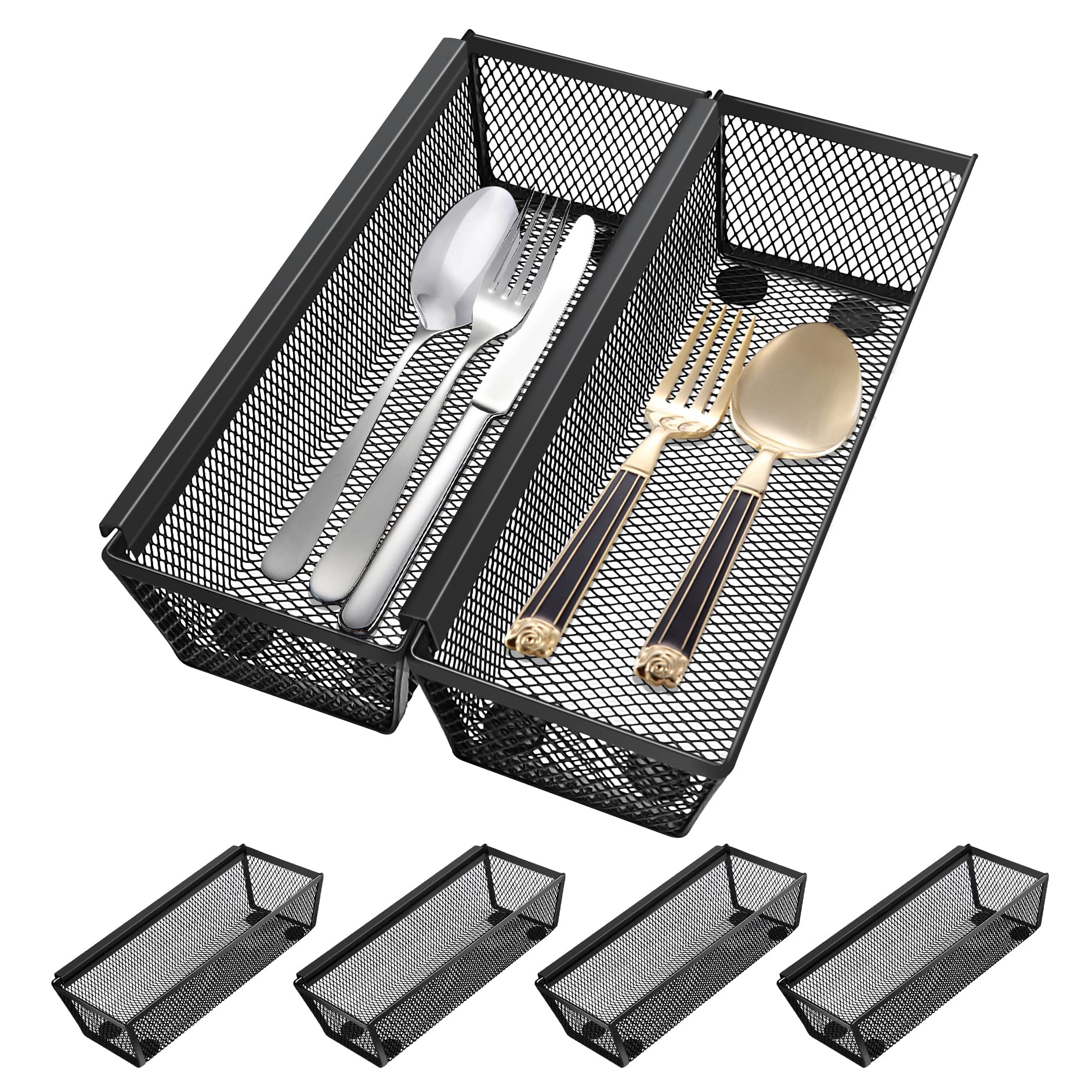 Silverware Drawer Organizer, Mesh Utensil Organizer for Kitchen Drawers