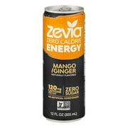 Zevia Zero Calorie Energy Drink Mango/Ginger, 12 Fl Oz