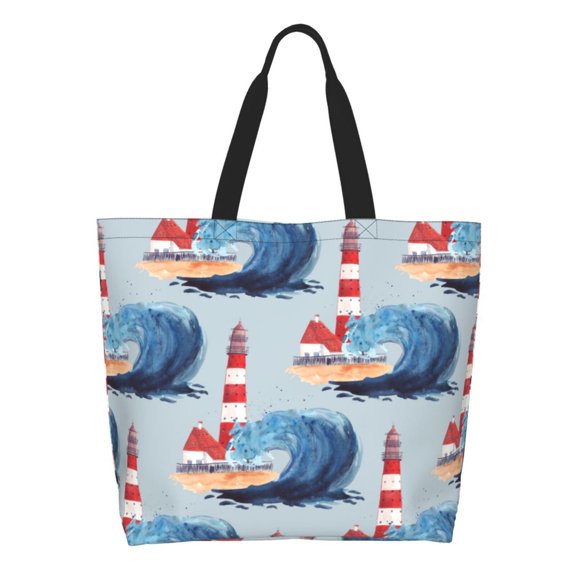 Kdxio Beacon In The Huge Waves Of The Surf Casual Tote Bags Women Big Capacity Shoulder Bag for Women Travel Shoulder Bags Handbags