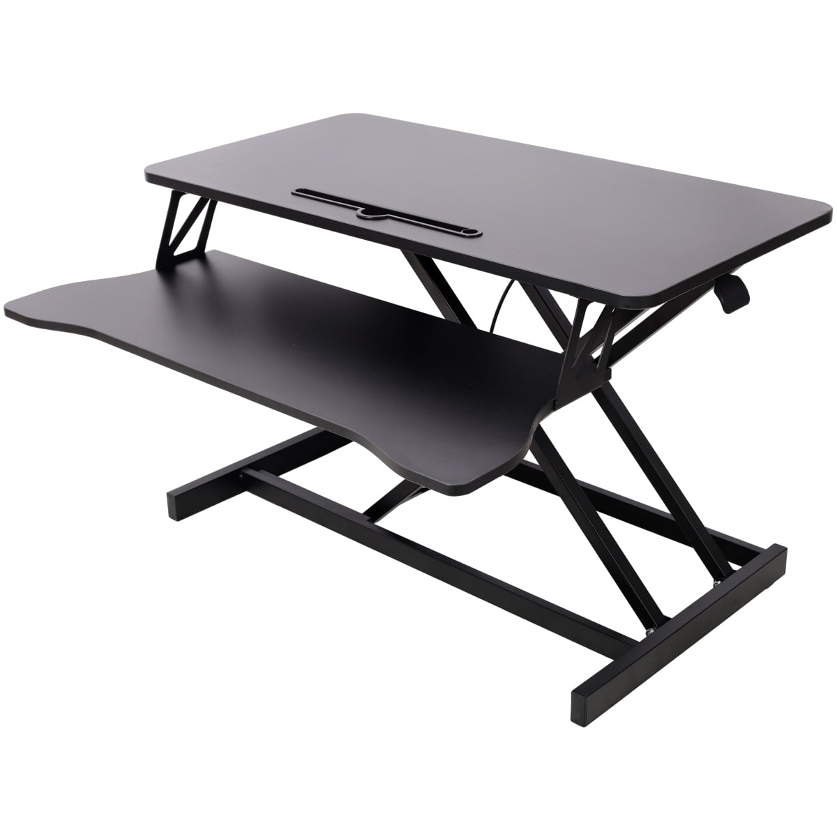 Adjustable Height Standing Laptop Desk Sit to Stand Workstation with Keyboard Tray Ergonomic Monitor Riser Black