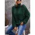 thumbnail image 6 of Asyoly Womens Chunky Cable Knit Turtleneck Sweater Balloon Long Sleeve Solid Color Casual Pullover Winter Warm Jumper Loose Tops Outerwear S-XXL, 6 of 7