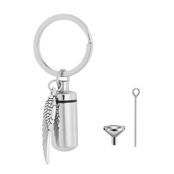 HOTYA Angel Wing Urn Keychain Stainless Steel Memorial Ashes Jewelry Birthday Present