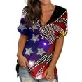 thumbnail image 1 of Hauts d'Été Grande Taille Femmes Décontracté Femmes T-Shirts à Col Rond Imprimés Manches Courtes T-Shirt Blouse Hauts Amples T-Shirt à Col en V Femmes en Liquidation, 1 of 5