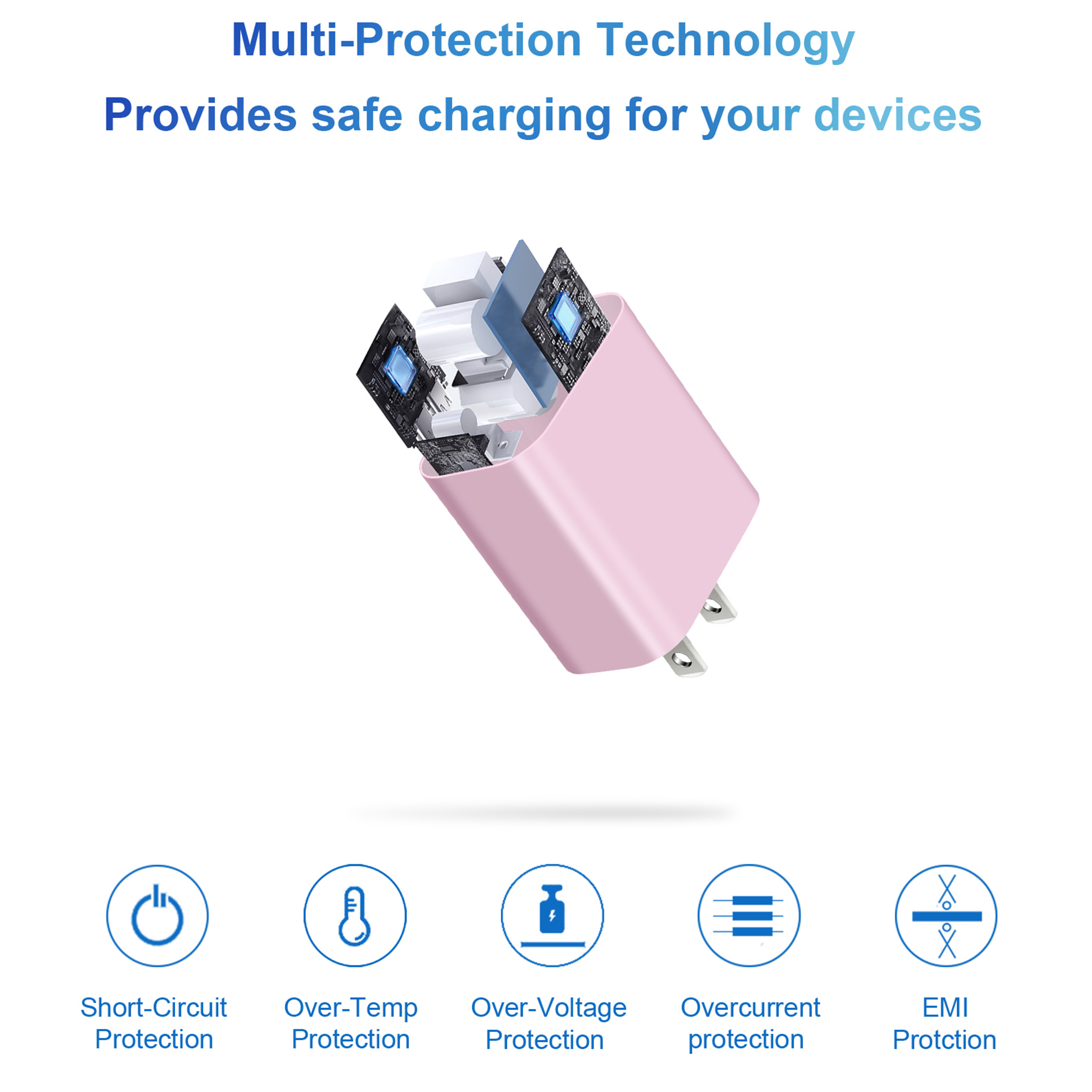 Coreykin 20W USB-C Wall Charger with 6ft Cable, Pink photo 3