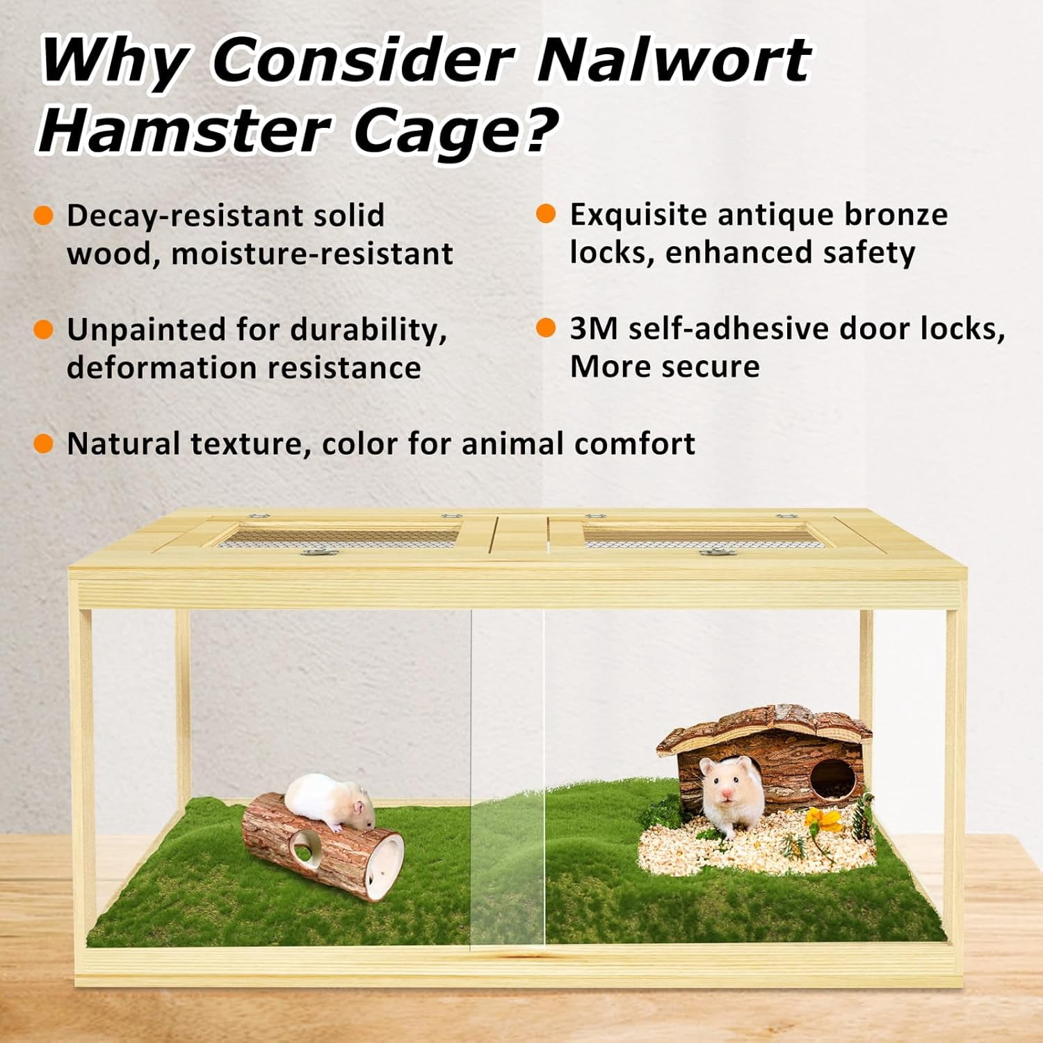 24 Inch Wooden Lockable Hamster Enclosure With Mesh 24 Inch Hamster ...