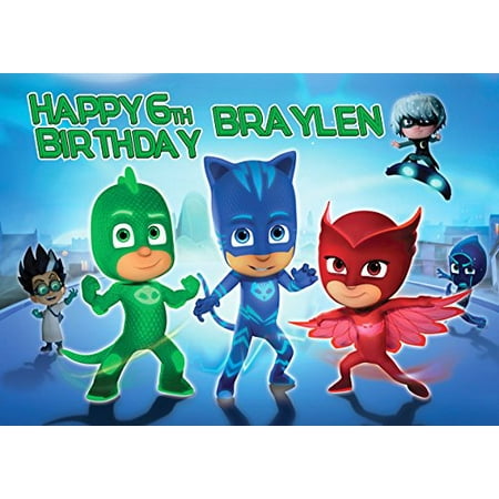 Edible Sugar Flowers - PJ Masks Disney Junior Edible Cake Topper Personalized Birthday 1/2 Size Sheet Decoration Party Birthday Sugar Frosting Transfer Fondant Image