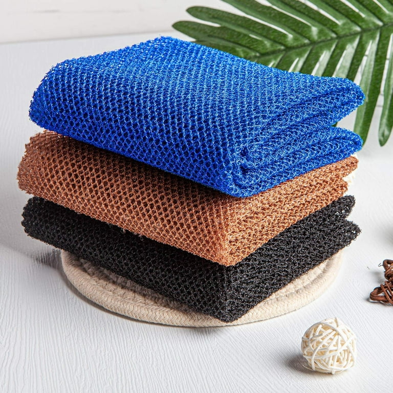 3 Pack Set African Net Sponge Bath Towels Wash Cloth Body Scrubbers For Use  In