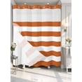 thumbnail image 4 of Orange Stripes No Hook Shower Curtain Waterproof, Bathroom Curtains with Snap in Liners and See Through Top Window, Simple Orange White Texture Hotel Style Bathtub Curtains Shower 66"Wx72"L, 4 of 8