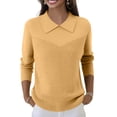 thumbnail image 6 of Women's Casual and Fashionable Lapel Long Sleeve Knitted Solid Color Top Sweater for Stylish and Versatile Outfits,Khaki,XL, 6 of 6