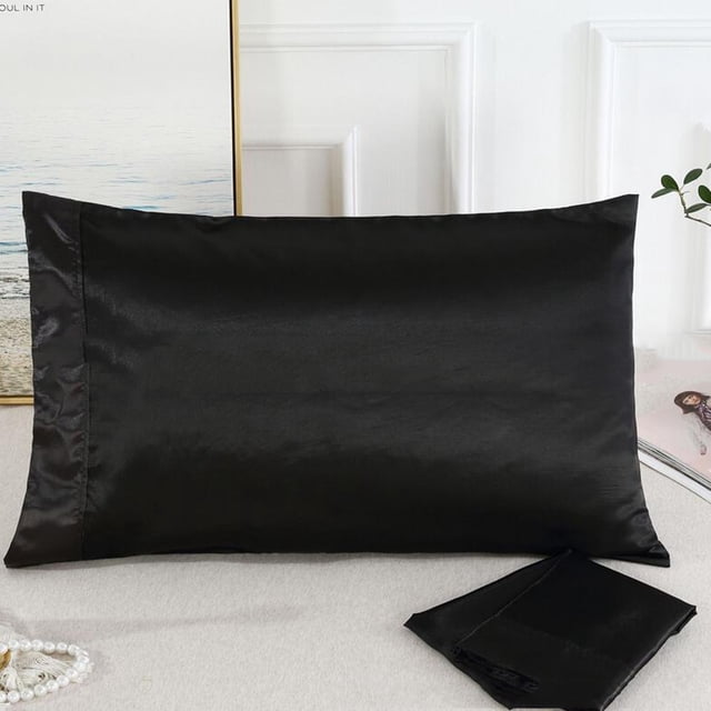 Funda de almohada Decorativa perfecl Funda de almohada de seda Negro