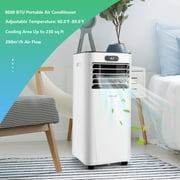 Costway 5000 BTU (8000BTU ASHRAE) Portable Air Conditioner with Remote Control 3-in-1 Air Cooler w/ Drying White
