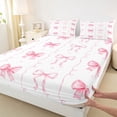 thumbnail image 4 of Erosebridal Pink Ribbon Bowknot Girls Full Size Sheets,Cartoon Coquette Bows Bed Sheets For Kids 4-Piece, 4 of 6