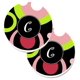 thumbnail image 1 of ""Caroline'S Treasures Monograma De La Letra C - Retro En Negro Juego De 2 Posavasos Para Coche Am1002-Ccarc 2,56 Multicolor"", 1 of 1