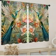 thumbnail image 5 of Vintage Floral Hummingbird Kitchen Curtain 28W X 40L Inch 2 Panel Rod Pocket William Morris Flower Retro Botanical Aesthetic Bird Leaves Small Short Cafe Tier Window Drapes Bathroom Decor, 5 of 6