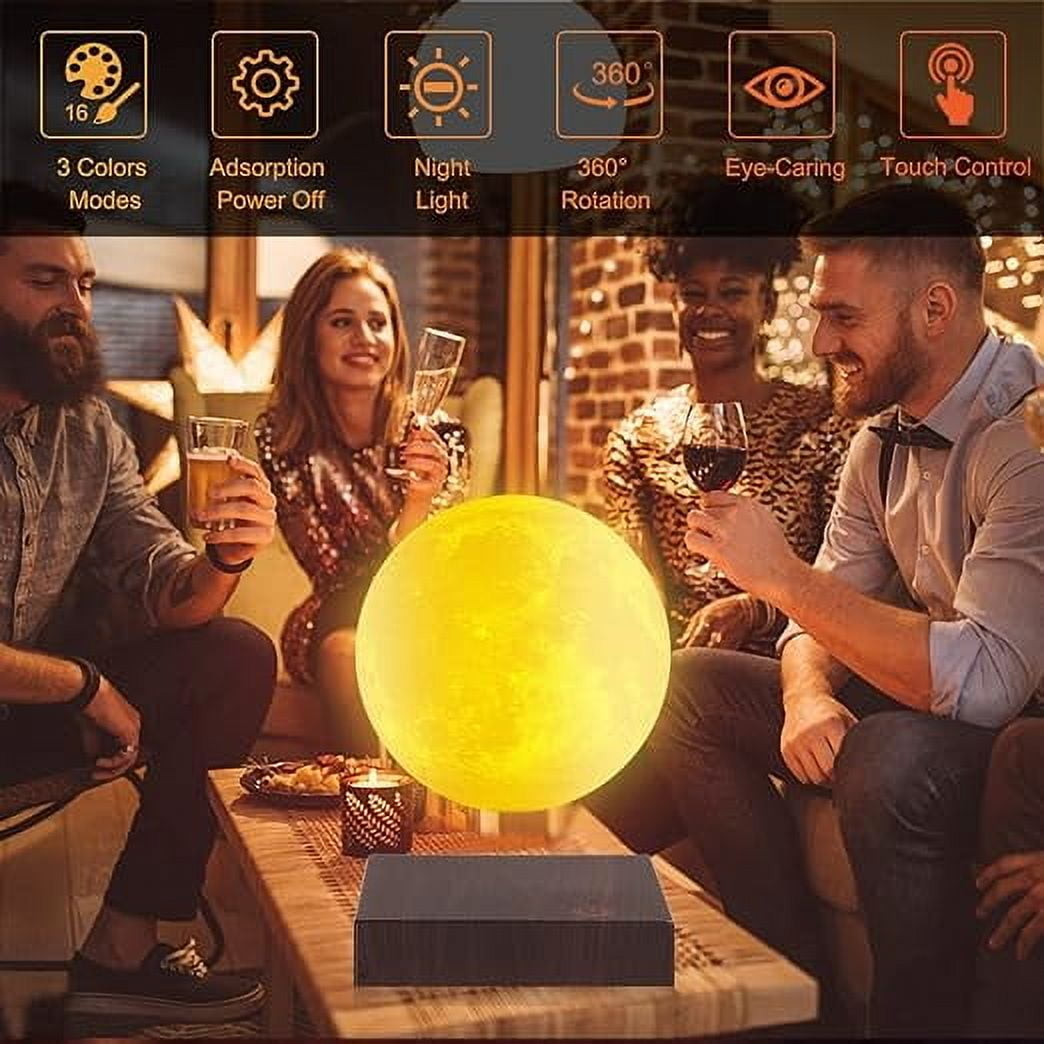 VGAzer Levitating Moon Lamp, 3 Colors Gradient Changing Bedroom Decor ,LED Night Light ,Unique Gifts