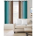 thumbnail image 2 of Aqua Teal Blackout Curtains, Light Blocking Print Window Curtains, Farmhouse Wood Grain Vintage Brown Striped Thermal Insulated Window Drapes for Living Room Kitchen Cafe 2 Panels, 55"W x 39"L, 2 of 9