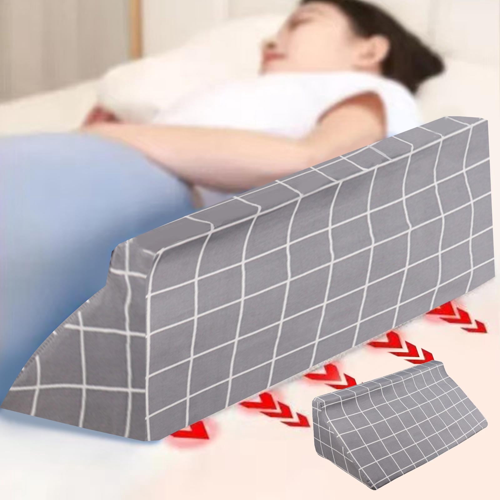 Wedge Pillow for Side Sleeping,20X10X6" Bed-Rest Support Pillow For Elderly Patient,Incline Foam Body Positioners Wedge Back Support Pillows After Surgery, Knees Elevated,Assistant Turning Pillow