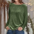 thumbnail image 2 of Cute Tops for Women Looses Crew Neck Pullovers Long Sleeve Solid Velvet Womens Long Sleeve Tops Army Green Size 2XL, 2 of 5