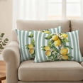thumbnail image 2 of Aqua Stripes Lemon Outdoor Waterproof Pillow Covers, Spring Botanical Plant Vertical Line Decorative Rectangle Throw Pillowcase Sofa Cushion Sham for Patio/Couch/Chair, 20"x12" 2 Pack, 2 of 8