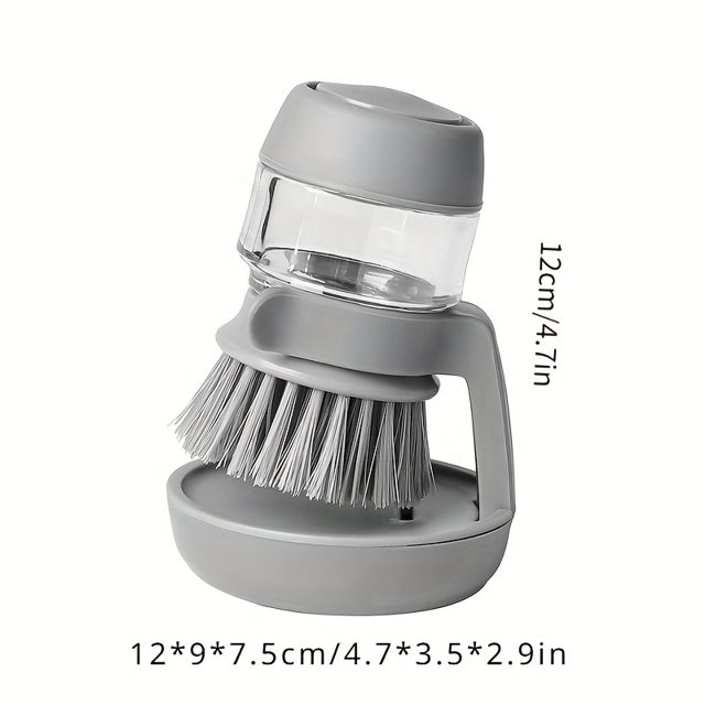1PC Deluxe Multifunctional Pressing Cleaning Brush - 2-in-1 Soap Dispensing Dish Scrub, Kitchen Essential with Ergonomic Handle, Soft Bristles, and Durable Construction for Effective Cleaning and Orga