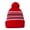 Red/ White/ Grey/ Black, variant on Sportsman Unisex 12" Striped Pom-Pom Cuffed Beanie Hat Fleece Lined for Cold Weather, Black/ White/ Grey/ Red