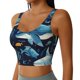 thumbnail image 2 of Fotbe Playful Whales Underwater Scene Sujetador Deportivo Largo sin Aros para Mujer con Almohadillas y Soporte Medio, Transpirable y Absorbente, Camiseta Tipo Chaleco o Tank Top-Large, 2 of 8