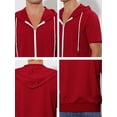 thumbnail image 6 of INSPIRE CHIC Men's Short Sleeve Hoodies Solid Color Zip Up Jackets with Hood M Burgundy, 6 of 7