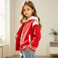 thumbnail image 4 of Grblisyd Kids Fleece Varsity Jackets Girls Boys Long Sleeve Baseball Jacket Lightweight Bomber Coat School Outwear with Pocket, 4 of 5