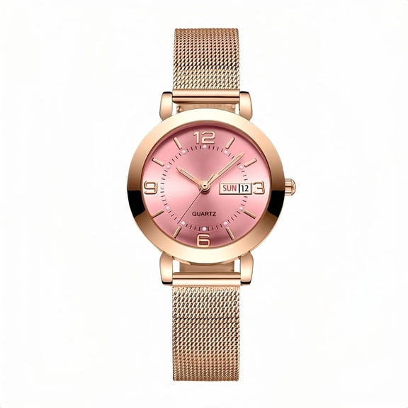 Women's Watch with Stainless Steel Strap, Calendar and Luminous Light