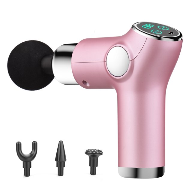 JM Fascial Masajeador muscular de vibración de frecuencia variable de 6 niveles Masajeador muscular para el dolor Masajeador corporal eléctrico de mano silencioso portátil con 4 cabezales de masaje Electrónica