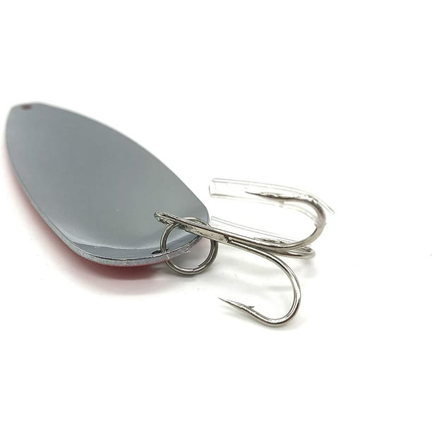 Klima Red & White Spoon with Treble Metal Hooks for Casting Fishing  Northern Pike Walleye, 4 3/4 Large Mouth Bass