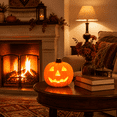 thumbnail image 4 of Lighted Lantern Blow Molded Pumpkin Lamp Indoor Halloween Decor Battery Operated Glowing Prop For Porch Table Orange, 4 of 7
