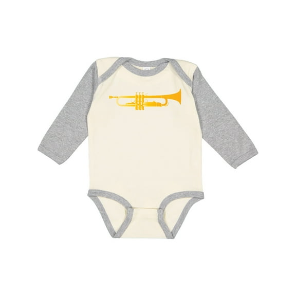 Inktastic Trumpet Gold Brass Music Instrument Boys or Girls Long Sleeve Baby Bodysuit