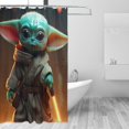 thumbnail image 3 of Cortina de ducha Baby Yoda, opaca, para baño, impermeable, resistente al moho, bloquea la privacidad, probador, patrón de impresión fina con arte de patchwork, 72 x 72 pulgadas, talla única., 3 of 8