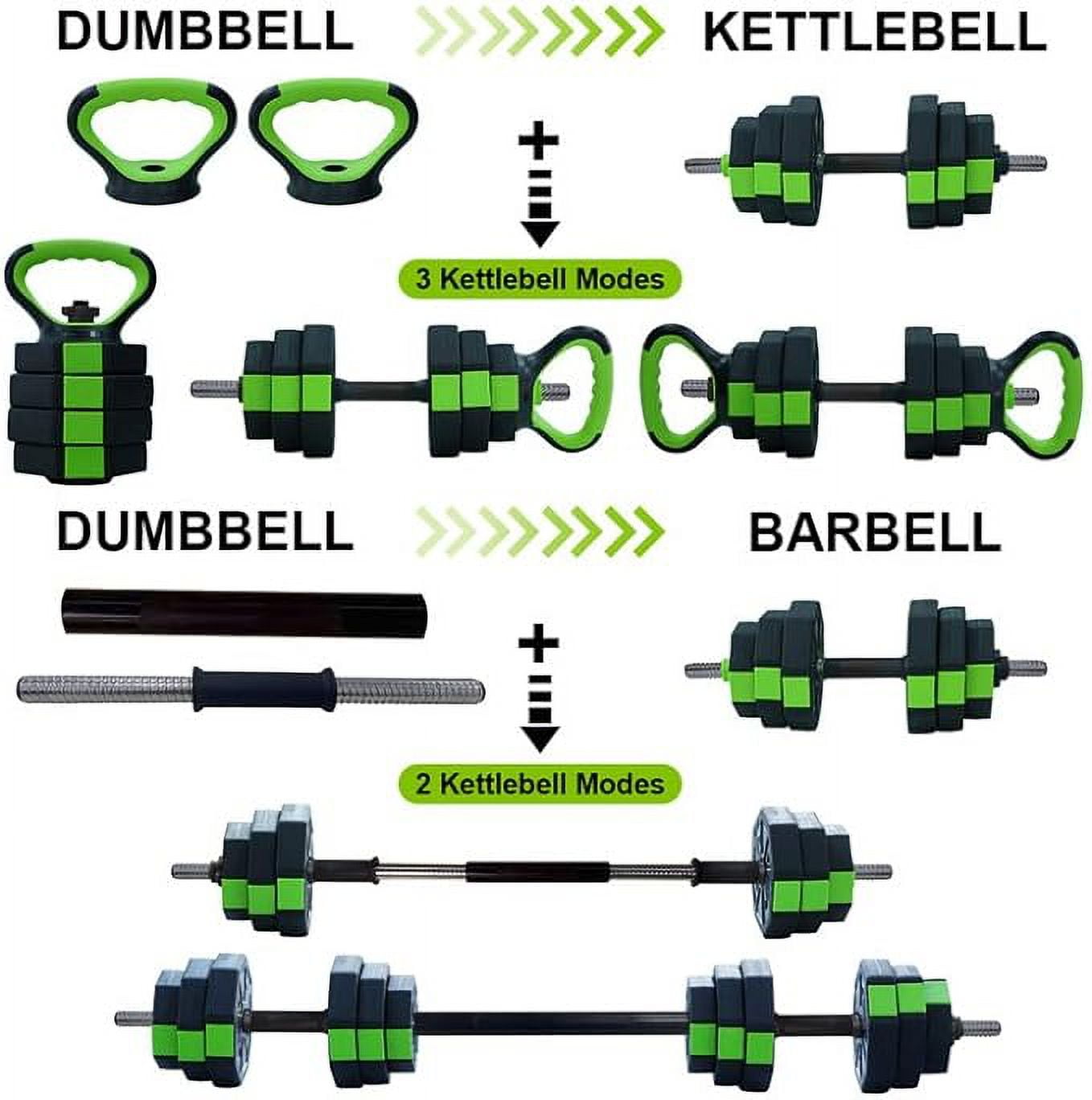 Adjustable Kettlebell Set, 4 in 1 Adjustable Dumbbell Set,44lbs Weight Set with Iron Handle Used as Kettlebells, Barbell, Push up Stand for Home Gym,Octagon,44LBS
