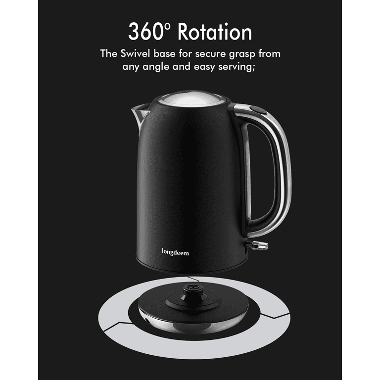 Miroco Electric Kettle Temperature Control Stainless Steel 1.7 L Tea Kettle,  BPA-Free Hot Water Boiler Cordless with LED Light, Auto Shut-Off, Boil-Dry  Protection, Keep Warm, 1500W Fast Boiling 
