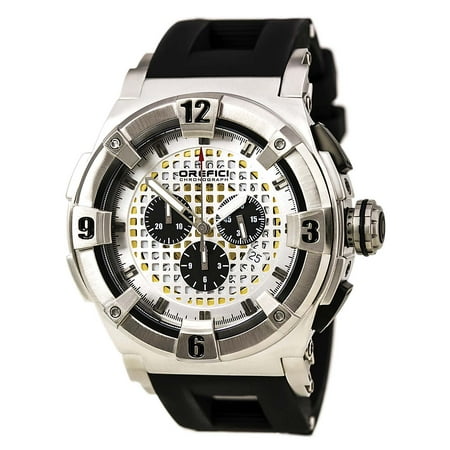 Orefici ORM14C4801 Men's Regata Evolution Perforated Silver Dial Black Strap Chronograph Watch