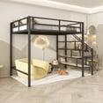 thumbnail image 4 of Cama elevada de hierro forjado, individual, superior, doble capa, pequeño apartamento, loft que ahorra espacio, litera superior e inferior, apartamento alto, 4 of 4