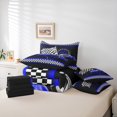 thumbnail image 6 of Manfei Cartoon Race Car 7pcs Bedding Comforter Set for Kids, Blue Honeycomb Buffalo Plaid Queen Bedding Sets, Modern Extreme Sports Reversible Queen Sheet Sets, Luxury Bedroom Decor, 6 of 8