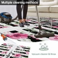 thumbnail image 5 of Pink Red Flower Outdoor Rug for Patio/Deck/Porch, Non-Slip Large Area Rug 3 x 5 Ft, Watercolor Floral Leaf Black White Stripe Indoor Outdoor Rugs Washable Area Rugs, Camping Rug Carpet Runner, 5 of 8