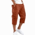 thumbnail image 2 of Domuza Men's Capri Pants with Pockets Quick Dry Cargo Outdoor Hiking Work Summer Long Shorts Below Knee Watermelon Red S, 2 of 6