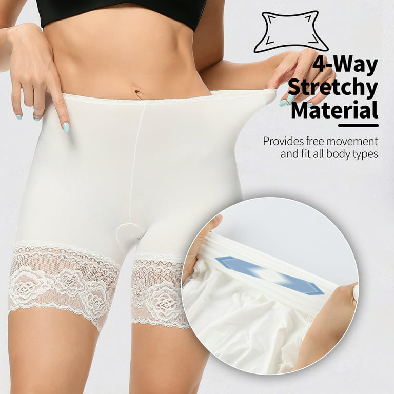 SHAPERIN Slip Shorts for Under Dresses Smooth Breathable Panty Plus Size  Lace Underwear Anti-chafing Seamless Boyshorts