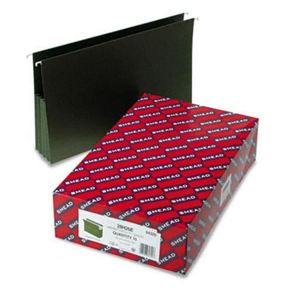 Smead  3-1/2   Capacity Hanging File Pockets with Sides  11 Point  Legal  Std Green  10/Box
