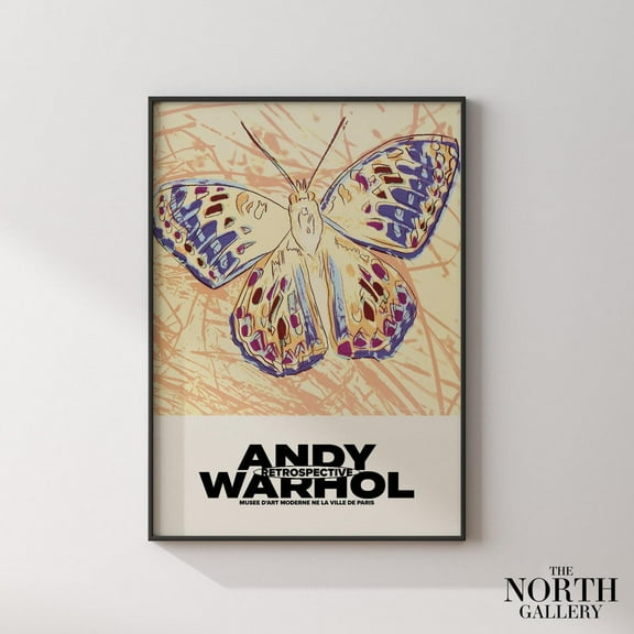 Andy Warhol Butterfly Print, Andy Warhol Print, Resrospective Pop Art Print, Museum Poster, Pop Art Print, Gallery Wall Art UNFRAMED Poster, 8x12