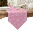 thumbnail image 4 of Table Runner Dresser Scarves Winter Christmas Snowflake Texture Cotton Linen Burlap Table Cover White Snow on Pink Table Runners for Family Kitchen Dining Holiday Party Banquet Decor, 4 of 5
