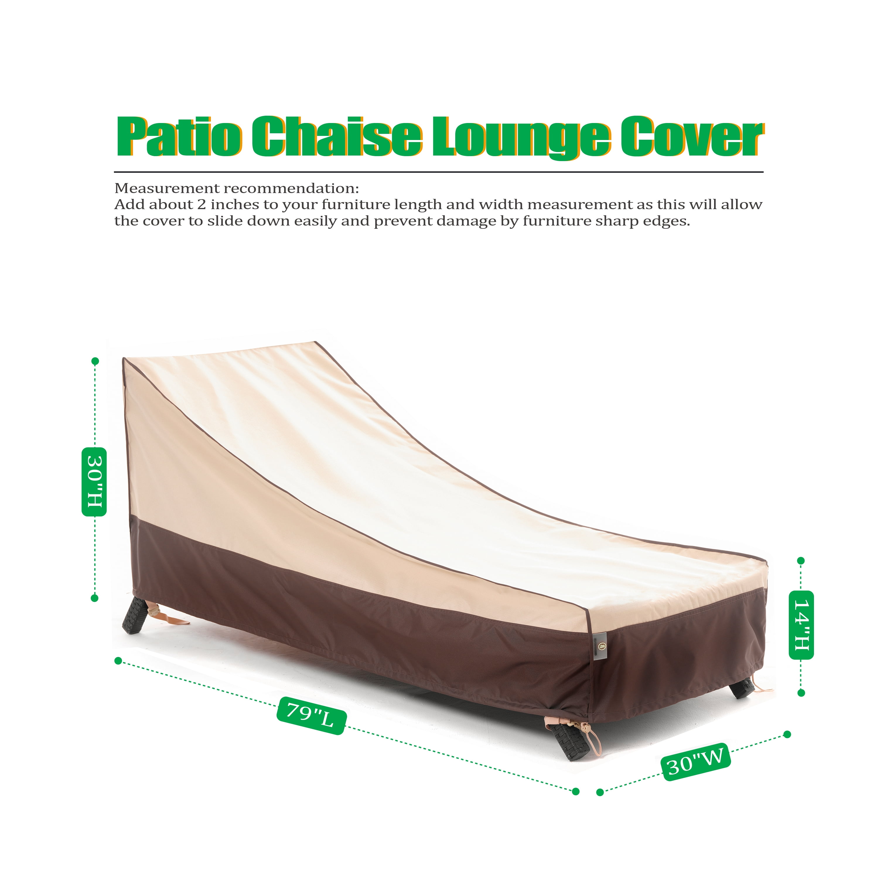 F&J Outdoors Waterproof Patio Chaise Lounge Chair Covers 79"L×30"W×30"/14"H